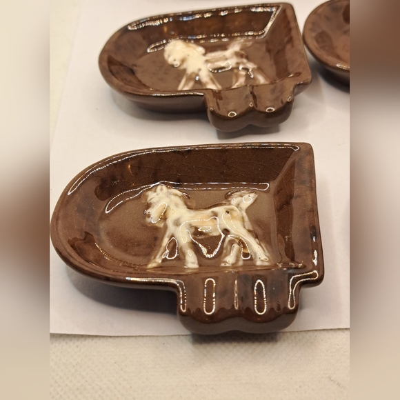 Ashtray Set Made in Occupied Japan Brown 4 ashtrays Vintage. - Picture 4 of 7